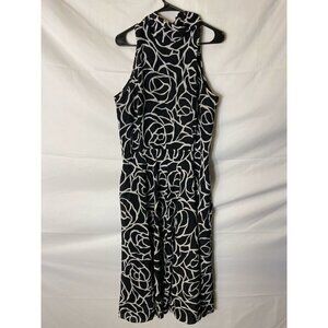 JODY CALIFORNIA BLACK‎ WHITE DRESS WOMENS SIZE 12 LARGE LONG DROP WAIST